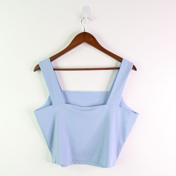 Aqua Ribbed Square Neck Tank in Blue Spring XL - Picture 5 of 5
